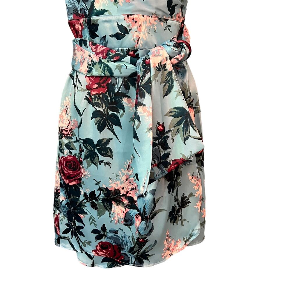 Pinup Couture Rockabilly Retro Ava Faux Wrap Blue Floral Dress Sz Small - Picture 3 of 8
